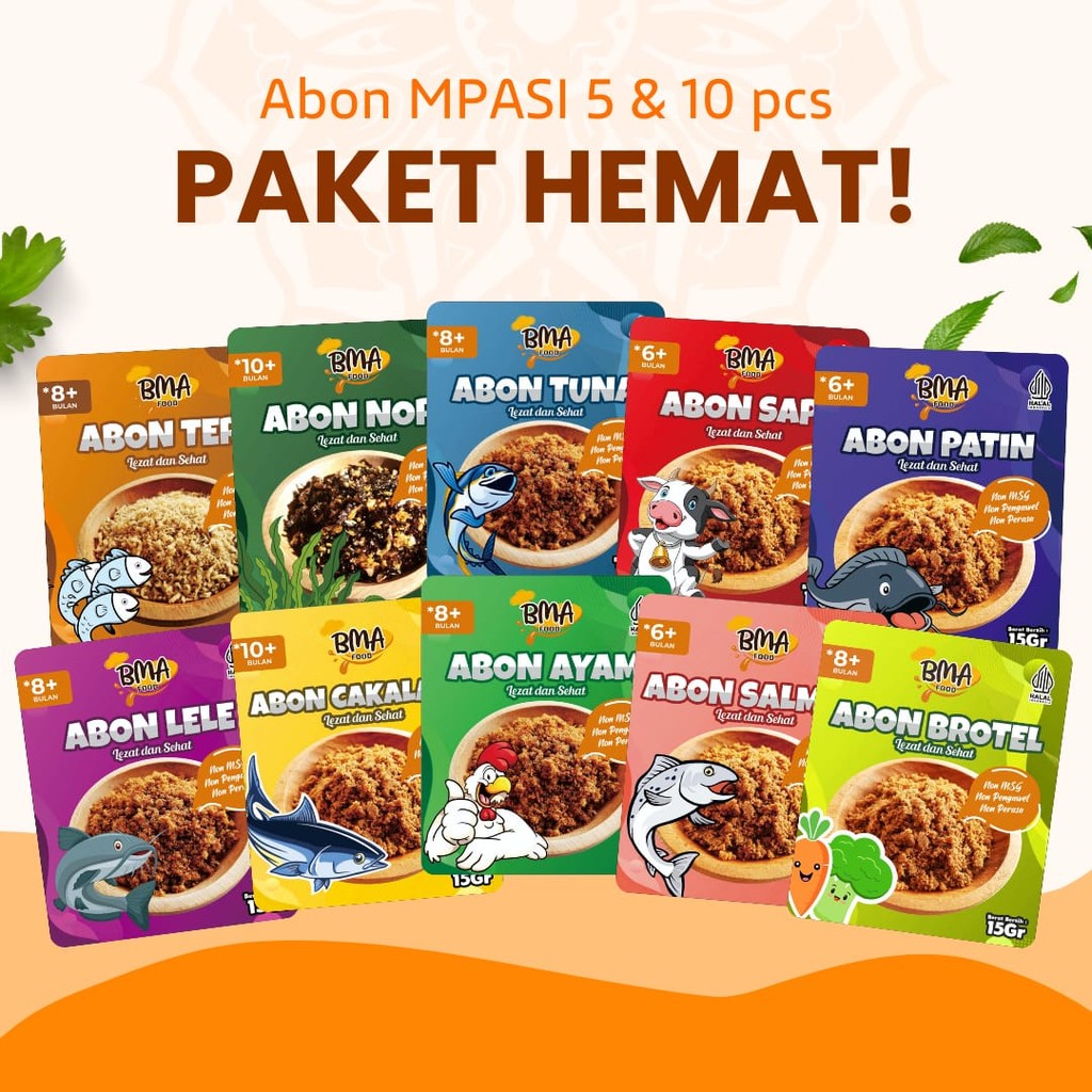 Paket Hemat 10pcs Abon Mpasi Booster BB Anak Bayi Anti GTM Non Pengawet Usia 6+ 8+ 10+