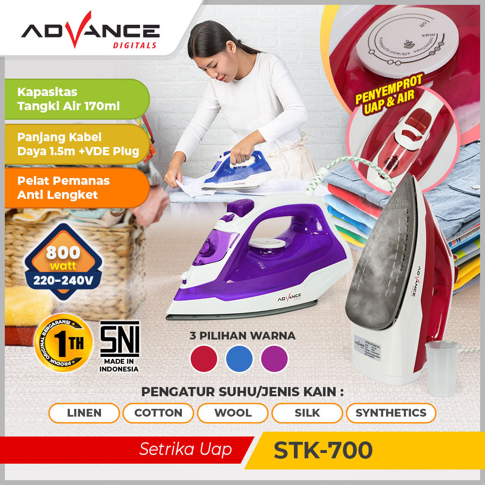 ADVANCE STK-700 SETRIKA UAP / SETERIKA UAP MURAH / SETRIKA UAP LISTRIK ANTI LENGKET