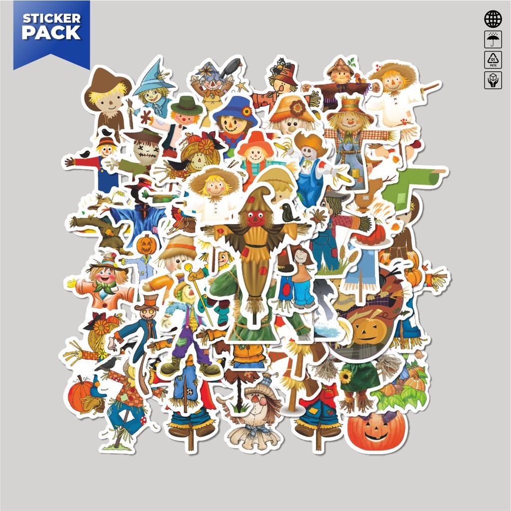 

[100PCS]Stiker Pack Kartun Funny Scarecrow Pack Aesthetic Vinyl Anti Air Dekorasi Sticker Laptop Buku Journal Koper Helm Casing HP Gitar Helm Skateboard