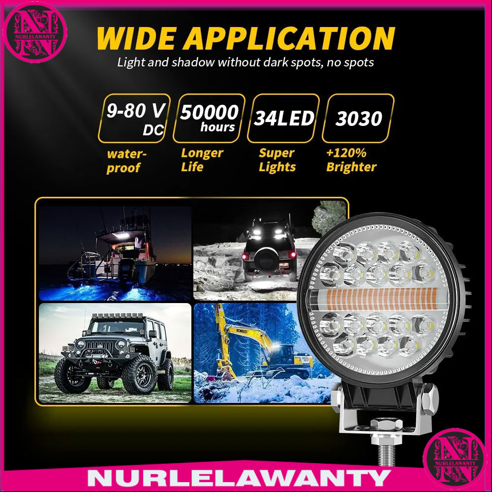 

- DXZ Lampu Sorot Tembak Mobil LED Floodlight 2in1 Color IP67 96W - LED34 -