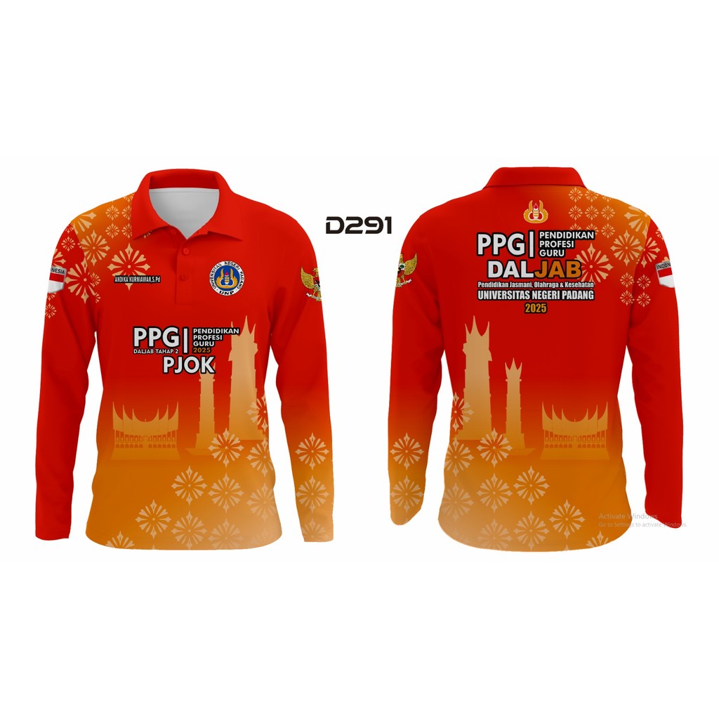 Kaos Jersey PPG PJOK Daljab Universitas Negeri Padang - Emboss - Full Printing - BRSD291EW