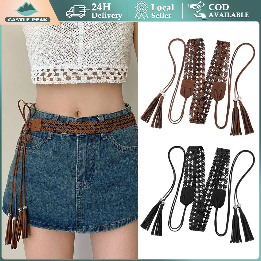 Belt Wanita Anyaman Transparan Fashion - Ikat Pinggang Berlubang Santai, Sabuk Dekoratif untuk Baju 