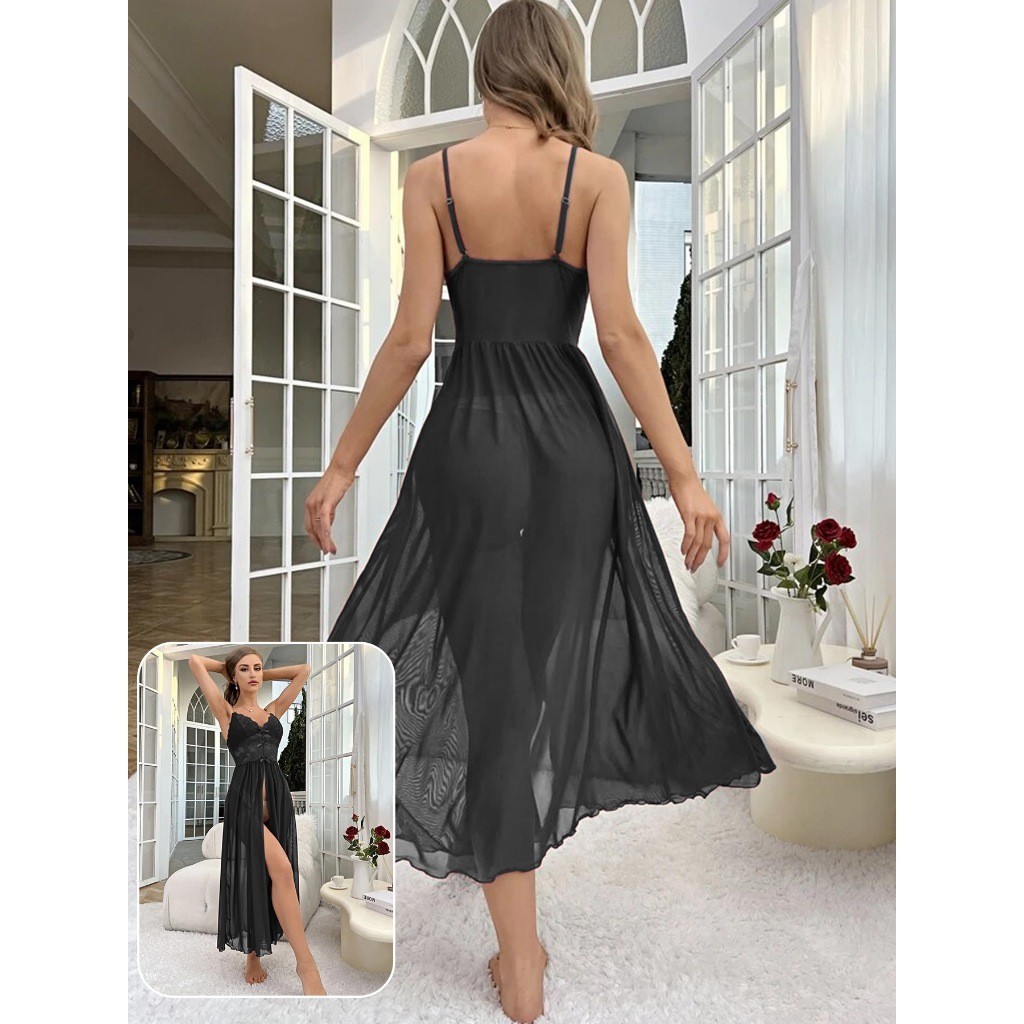 HP2005 S - XL sexy lingerie dress panjang lingerie baju tidur seksi