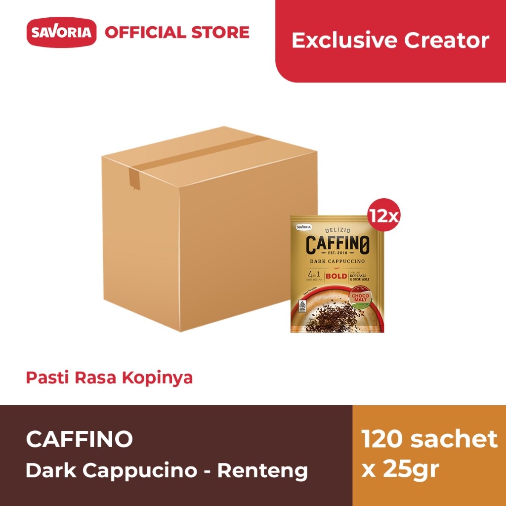

[Exclusive Affiliate] Caffino Dark Cappuccino Renteng 1 Karton - Bubuk Kopi Instan 120 Sachet x 25g