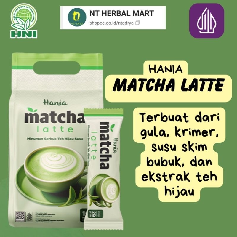 

HANIA MATCHA LATTE / BUBUK MINUMAN MATCHA (EKSTRAK TEH HIJAU) 10 SACHET @29gr