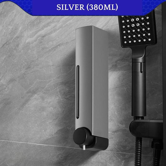 

KOKOMI Stan Dispenser Sabun Cair Dinding 380ML Tanpa Paku Wall Mounted Bathroom Liquid Soap Dispenser Gel Pembersih - SILVER
