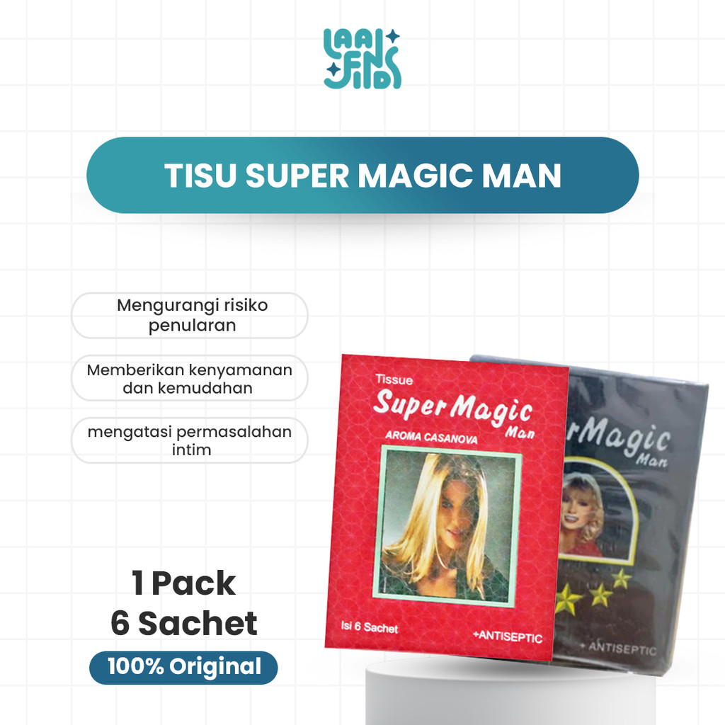 Tisu Super Magic Man Original Casanova Premium Gold Tissue Antiseptic Mejik Megic Tahan Lama 6 Sache