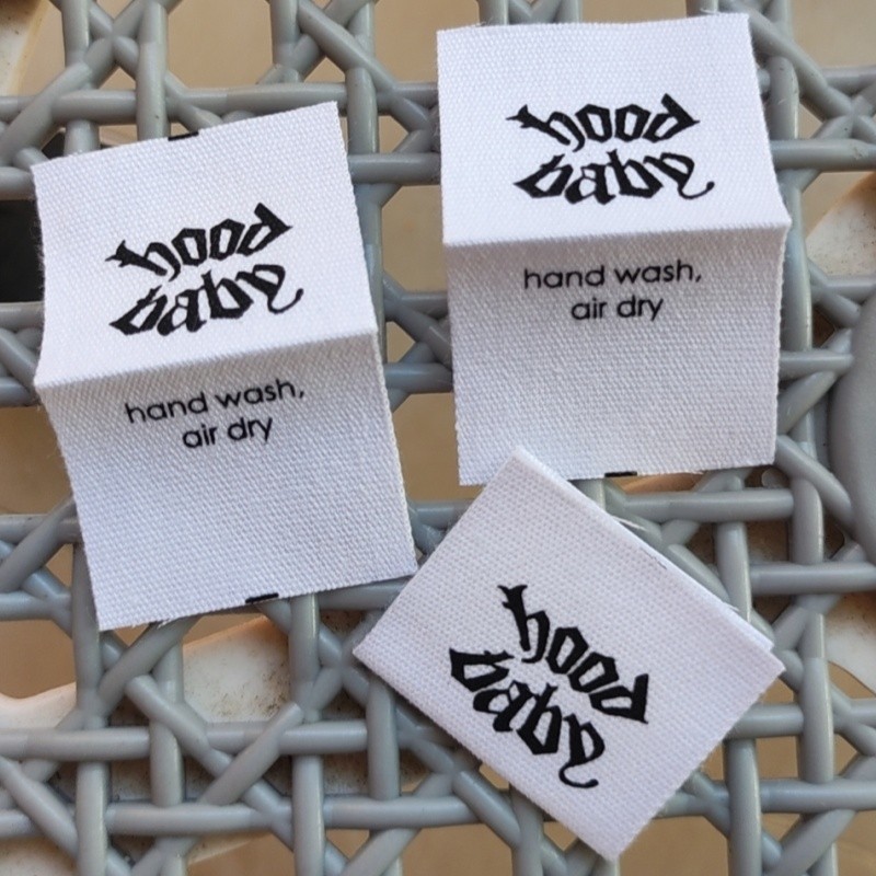 

500PCS Custom Pure white Cotton label 5 * 3 cm Hand wash Loop fold Garment labels