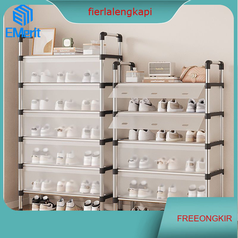 Rak Sepatu Tertutup Tahan Debu 3-7 Susun Rak Sepatu Stainless Kuat Tebal Kokoh Rak Sepatu Minimalis