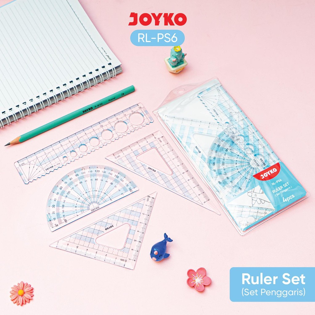 JOYKO Ruler Set Penggaris RL-PS6 1 Set 4 Pcs