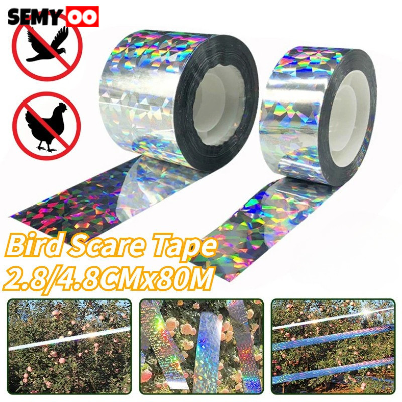SEMYOO 80m Pita Pengusir Burung Pengusir Burung Tali Silver Pengusir Burung Pita Perak Pengusir Buru
