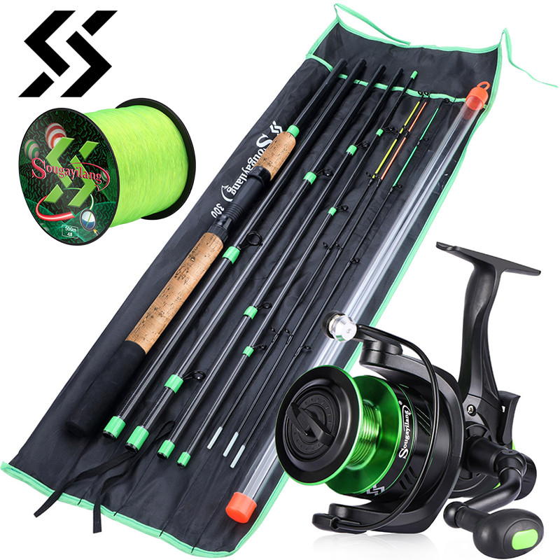 Sougayilang 3.0m Carp Fishing Combo L M H Power Feeder Rod and Spinning Reel with Free 500m Nylon Li