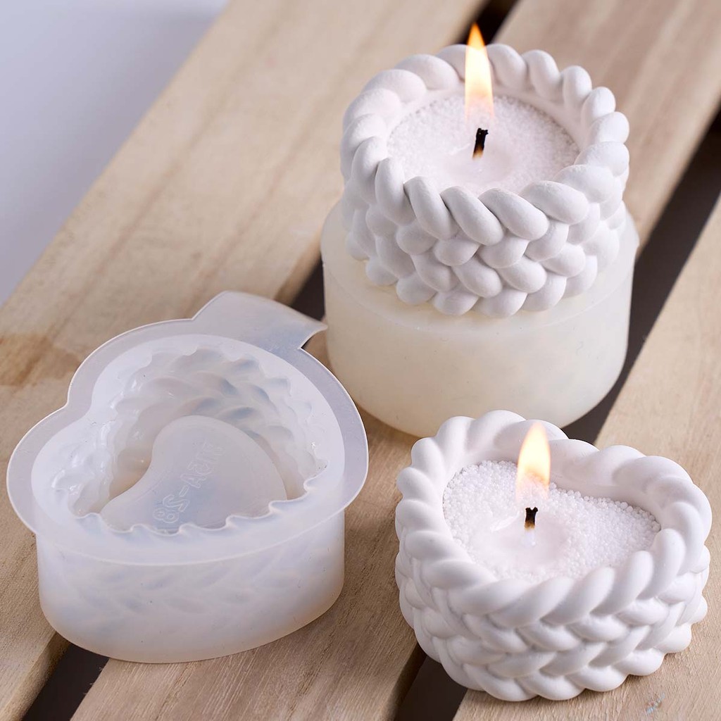 

Weaving Shape Cement Candle Jar Silicone Mold DIY Heart Round Jewelry Storage Box Plaster Resin Flowerpot Craft Casting Molds