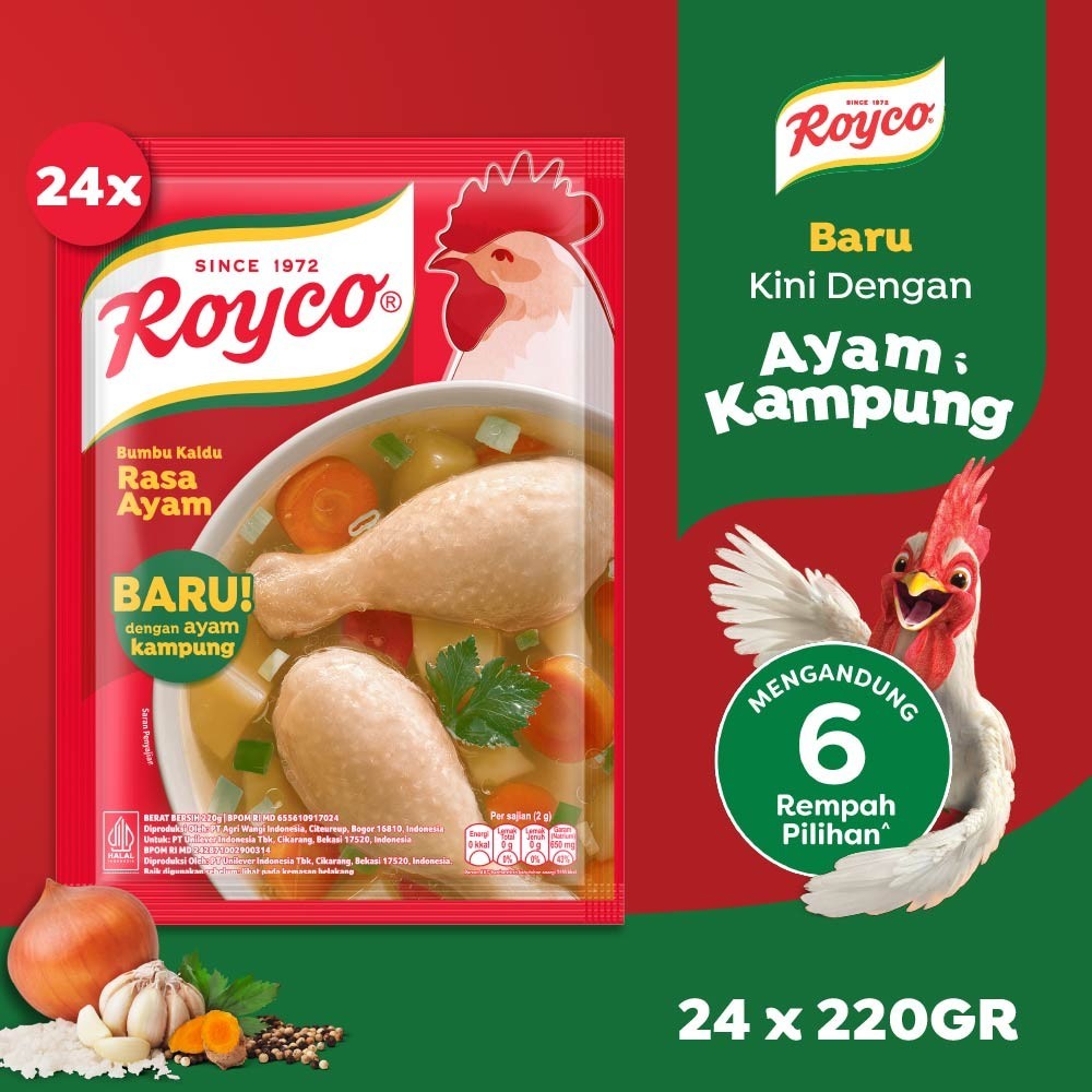 

Royco Bumbu Kadu Penyedap Rasa Ayam Beryodium 220g (Isi 24)