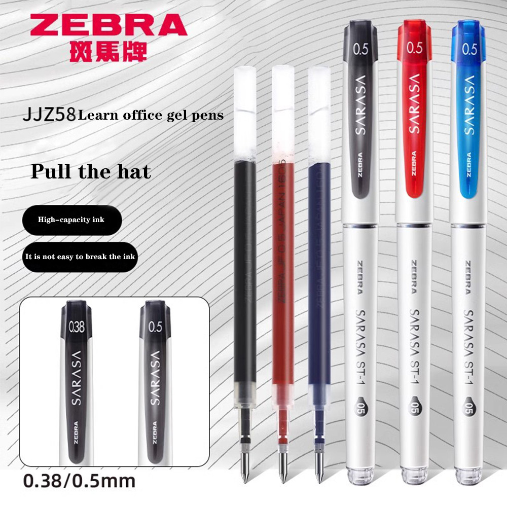 

4pcs Japan ZEBRA SARASA Gel Pen JJZ58 Large Capacity Colored Pen Hat Bullet Ballpoint Pen 0.5mm Art Stationery School Supplies