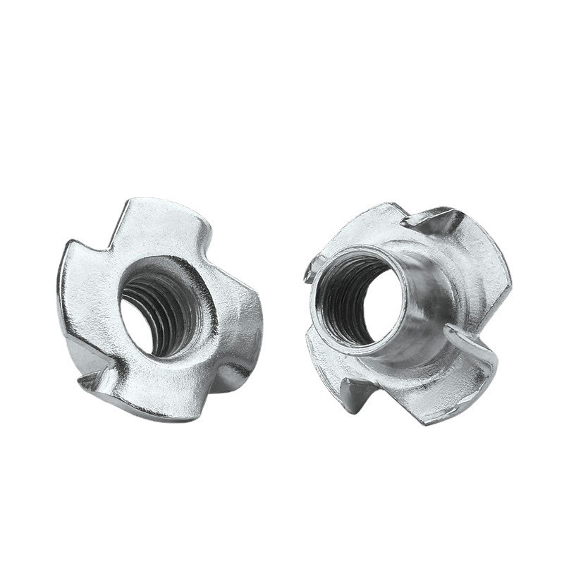 10/ 50pcs M3 M4 M5 M6 M8 M10 M12 Four Claws Nut T-nut Blind Pronged Insert T-Nut for Wood Furniture 