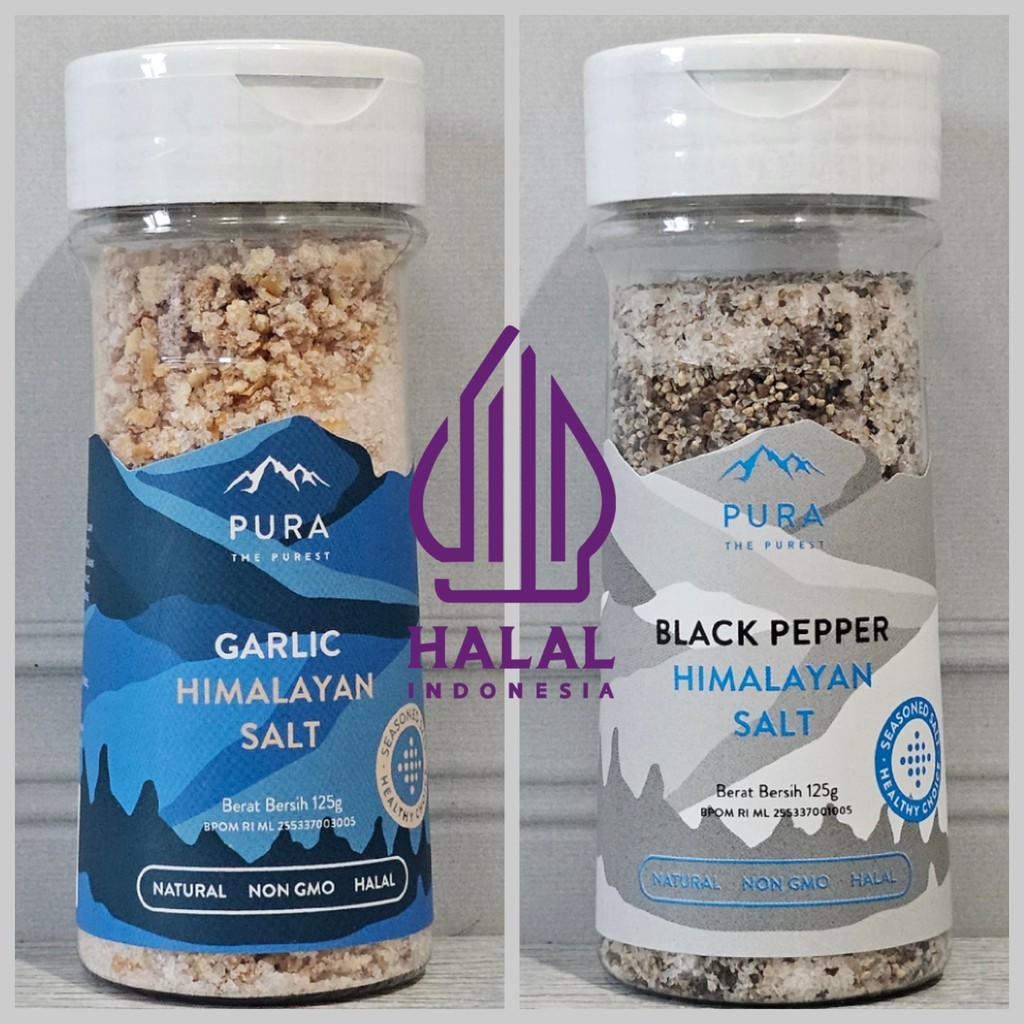 

Pura Himalayan Salt Garlic, Pepper (125gr) - Garam Himalaya - Organik - Natural - Tanpa Rafinasi -Re