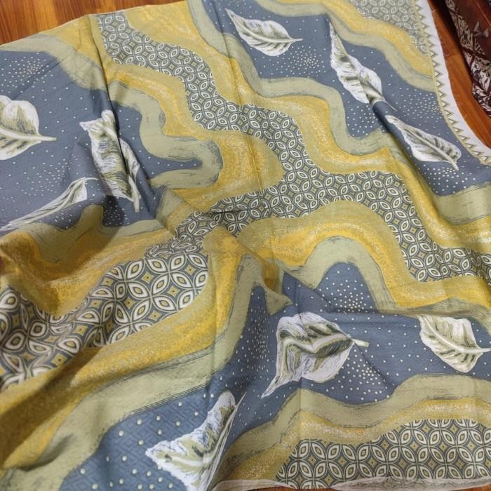 kain batik dobby motif abstrak warna kuning abu