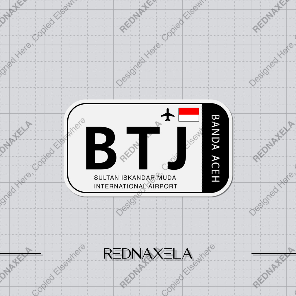 

Stiker Vinyl Sultan Iskandar Muda International Airport Code BTJ Sign Sticker