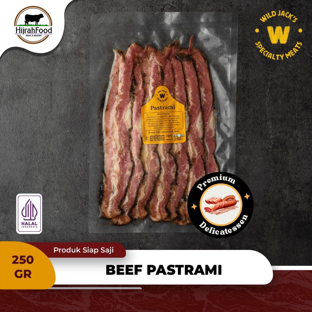 

Wild Jack's Premium Beef Brisket Pastrami | Daging Sapi Pastrami Asap Slice Premium Delicatessen - (250 gram)