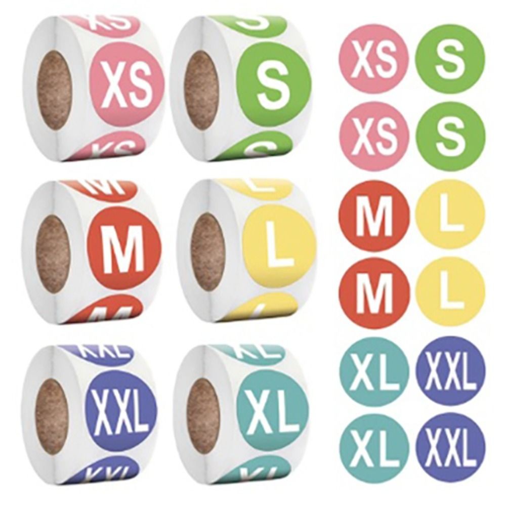 

XS/S/M/L/XL/2XL/3XL Clothing Size Sticker Round Universal Size Size Tag Stickers Self-Adhesive Clothing Label Sealing Sticker