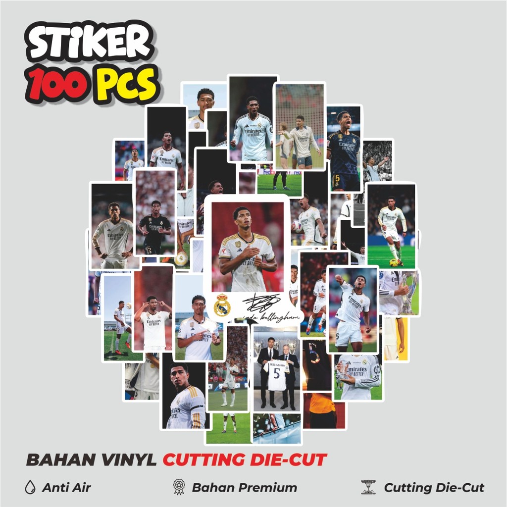 

Terbaru! 50 pcs Stiker Sepak Bola RM Bellingham V4 Dekorasi Lucu Kreatif untuk Notebook, Skateboard, HP