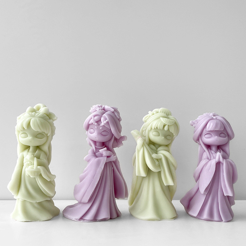 

Classical Clothing Girl Silicone Candle Mold Princess Doll Carving Girls Portrait Plaster Epoxy Candle Making Supplies Mould