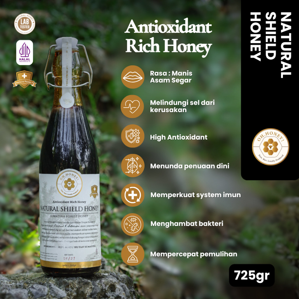 

Natural Shield Honey Oh,Honey -100% Madu Murni Asli Hutan Sumatera Tinggi Antioksidan Tanpa Campuran
