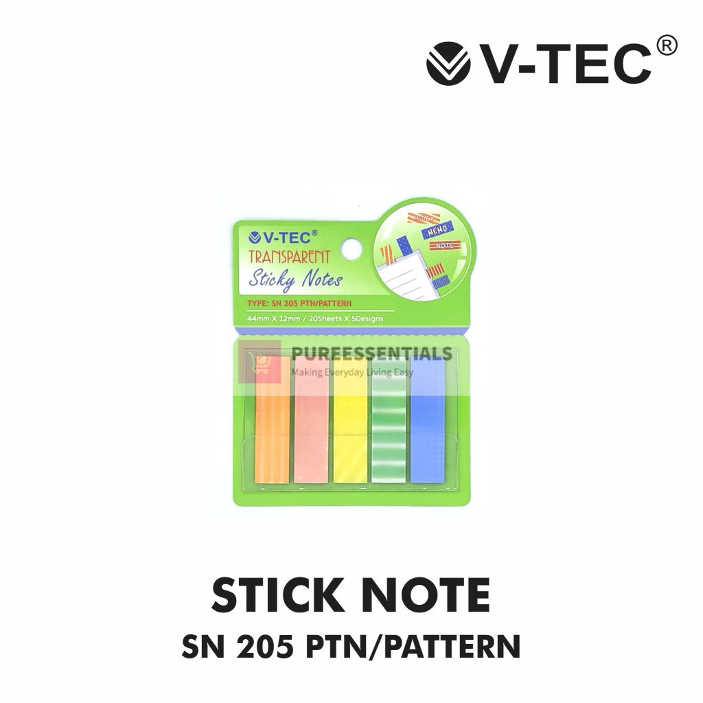 

Kertas Memo / Memo Sticky Note Transparan Ukuran 44x22mm Vtec