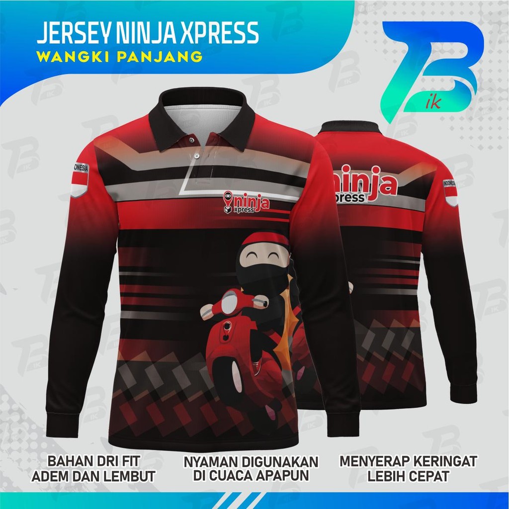 JERSEY WANGKI NINJA EXPRESS LENGAN PANJANG/KAOS KERAH NINJA EXPRESS FULLPRINTING/JERSEY POLO NINJA E
