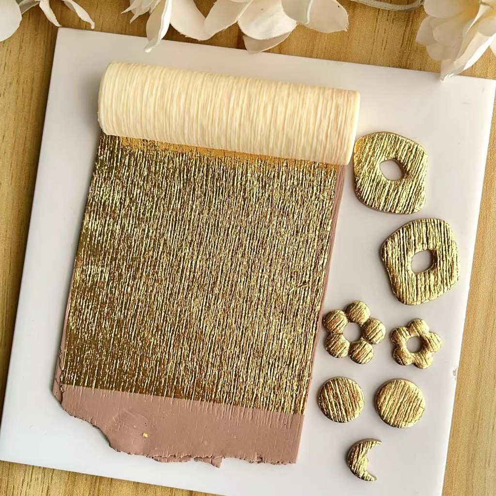 

Metallic polymer clay seamless texture roller for plastic craft tools for DIY earrings and jewelry making