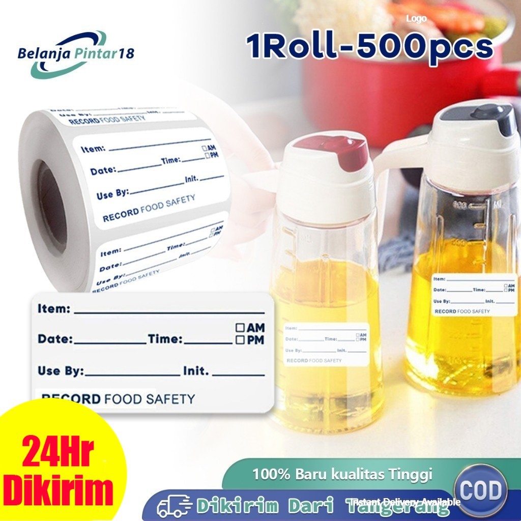 

500pcs Food Label Stiker Stiker Expired Date Serbaguna Waterproof Label Penyimpanan Makanan