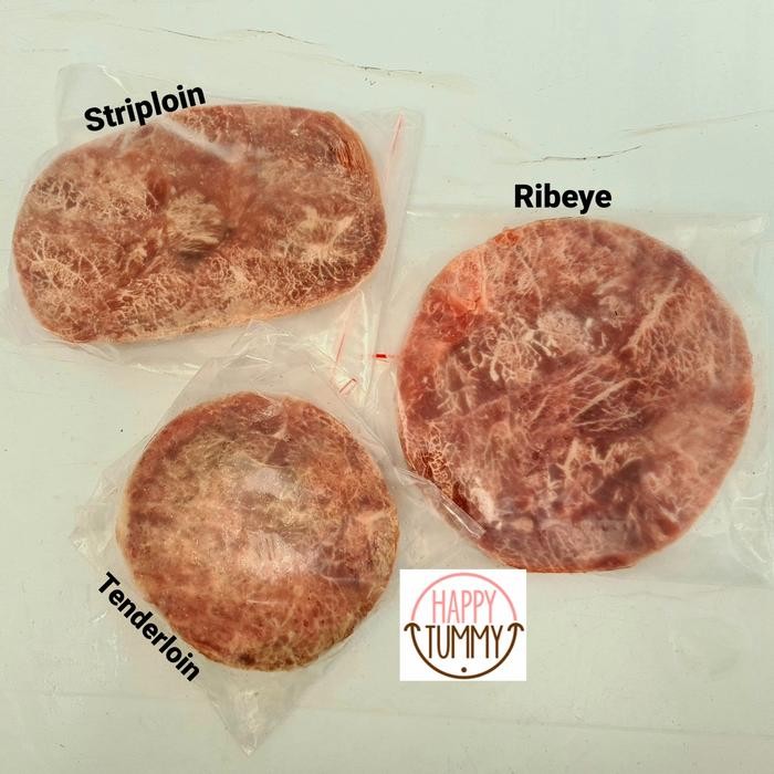 Santori blue label wagyu beef  steak meltique isi 5pcs - Striploin