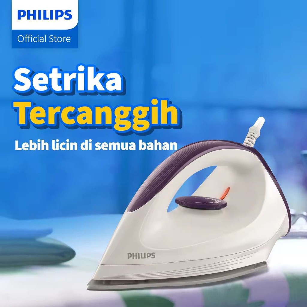 Philips Setrika Kering Afinia GC160/27 Putih Ungu - Setrika Terbaik Paling Canggih, Strika Philips T