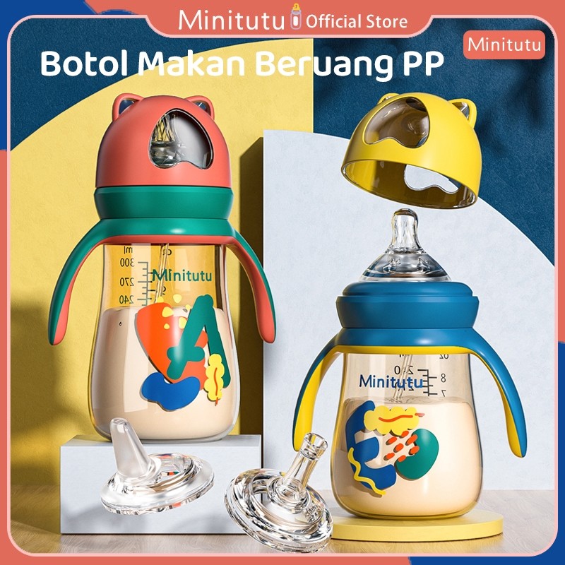Minitutu 240ml Botol Susu Untuk Bayi PP Dengan Sedotan dan Sippy BPA Free botol susu anak 2 tahun