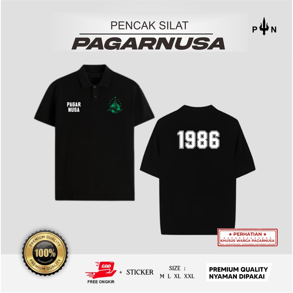 Kaos Polo Bordir//Sablon Pagar Nusa Motif 1986 Desain Terbaru By Dhasing Fashion  (PLSSD)