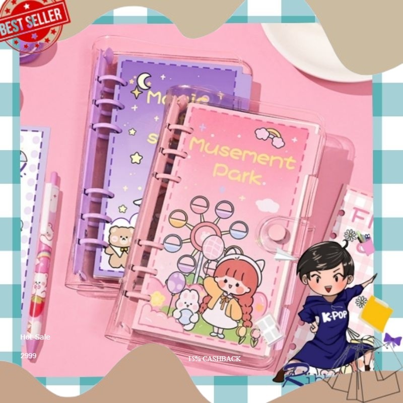 

NEW TREND V!RALIN Binder Diary Set Lengkap Amusement Park A6 6 Ring RIBBON