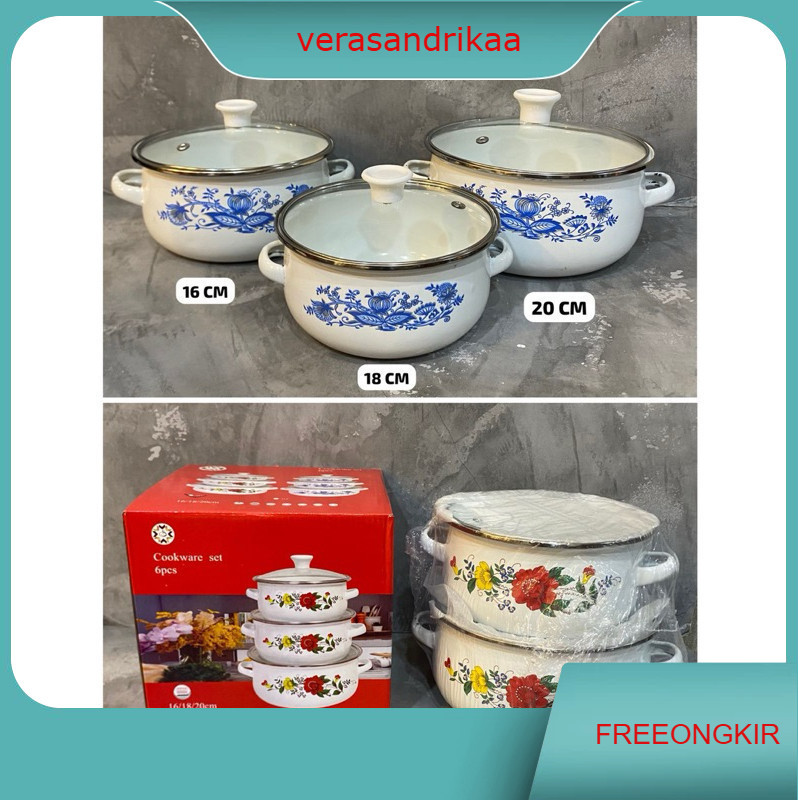 PANCI BUNGA 3 SUSUN COOKWARE TUTUP KACA / PANCI 3 SUSUN MOTIF BUNGA / PANCI 3 SUSUN TUTUP KACA