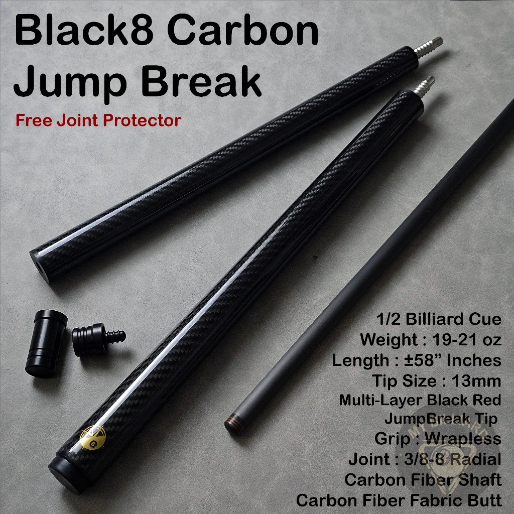 Stick Billiard Black8 Jump Break Carbon Stick Billiard -Stik Jumpbreak karbon 13mm Compass