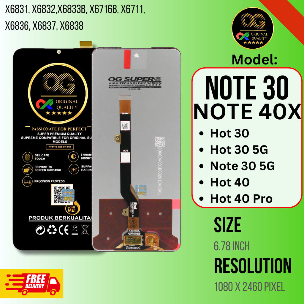 LCD TS HP OG SUPER INFINIX Note 30, X6833B, Note 30 5G, Note 40x, Hot 40, Hot 40 Pro, X6833B, X6716B