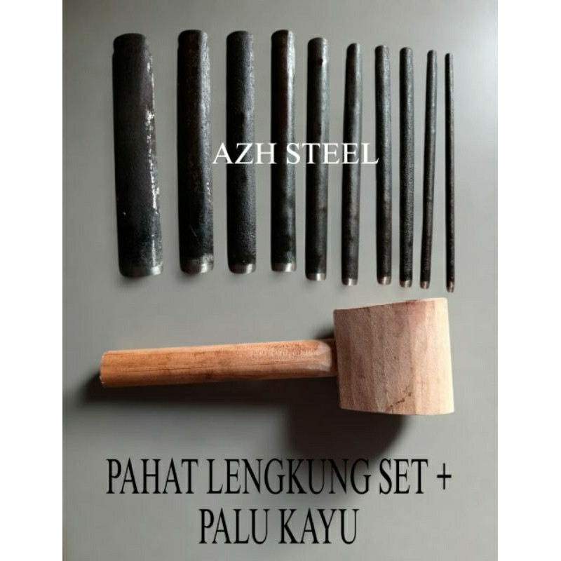 [ SET PAHAT UKIR DAN PALU KAYU] PAHAT UKIR KOL JEPARA PAHAT LENGKUNG SET 10 SERI PAHAT UKIR JEPARA T