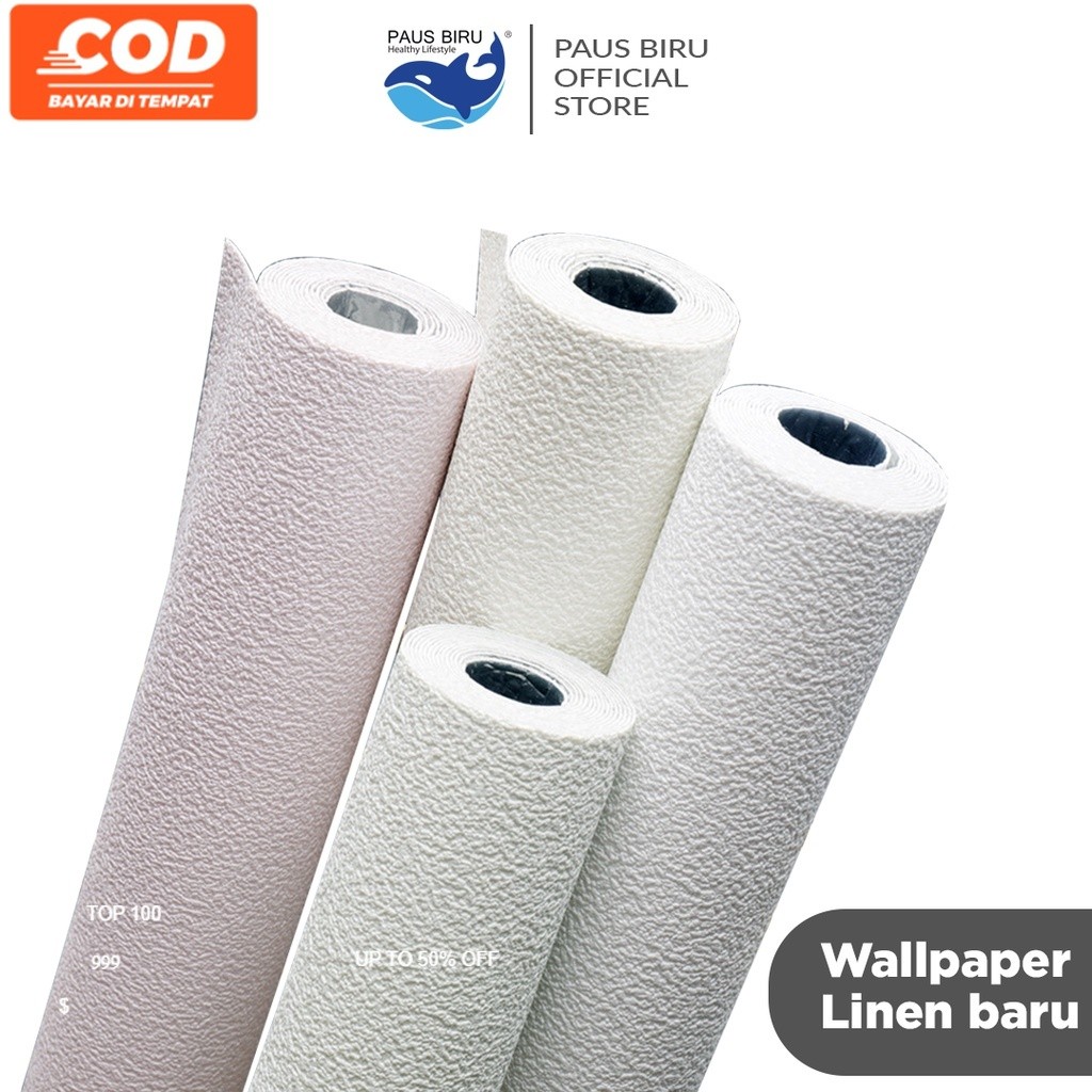 Paus Biru - Wallpaper Dinding Linen Roll Wallpaper foam Dekorasi Kamar wallpaper coral A12