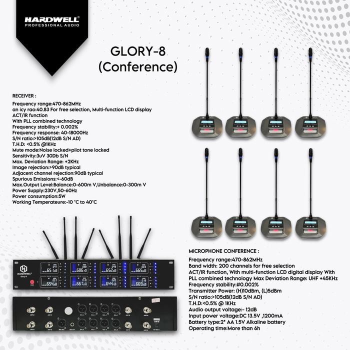 Mic Wireless Conference Hardwell 8 Mic Glory 8 Original Mic Rapat