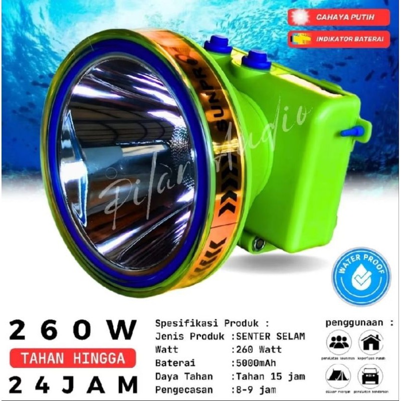 sunpro s-8961 senter kepala menyelam 260watt cahaya putih