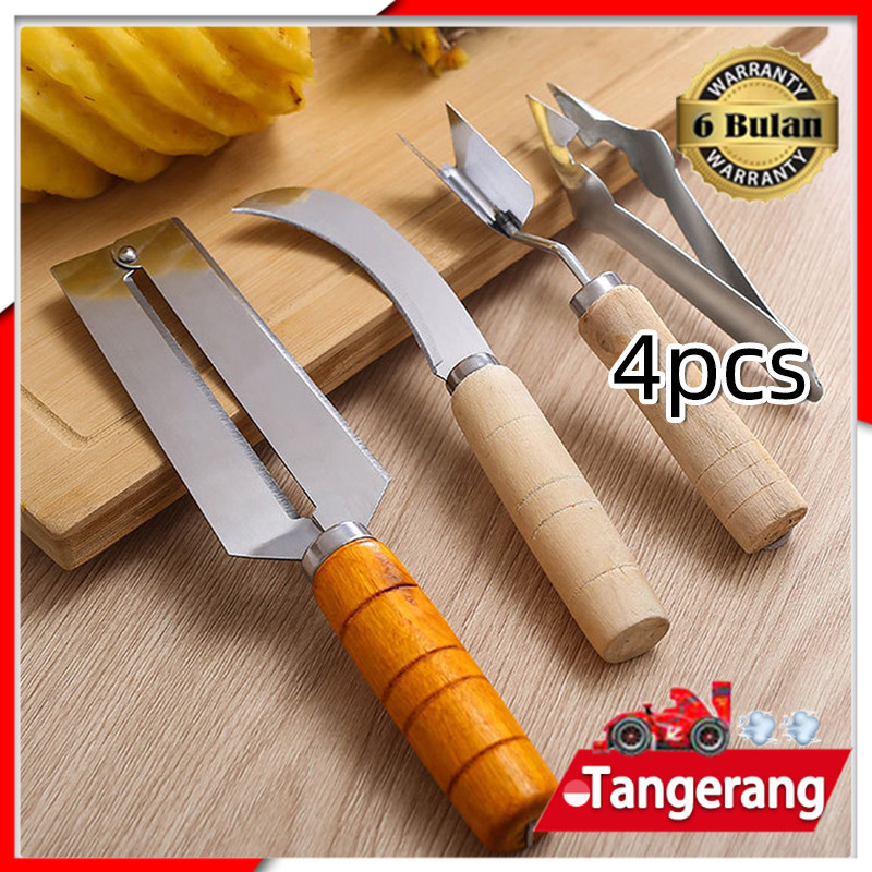 4pcs/set Alat Pengupas Nanas Pisau / Pengupas Mata Nenas / Peeler Pisau Pengupas Kulit Tebu Nanas