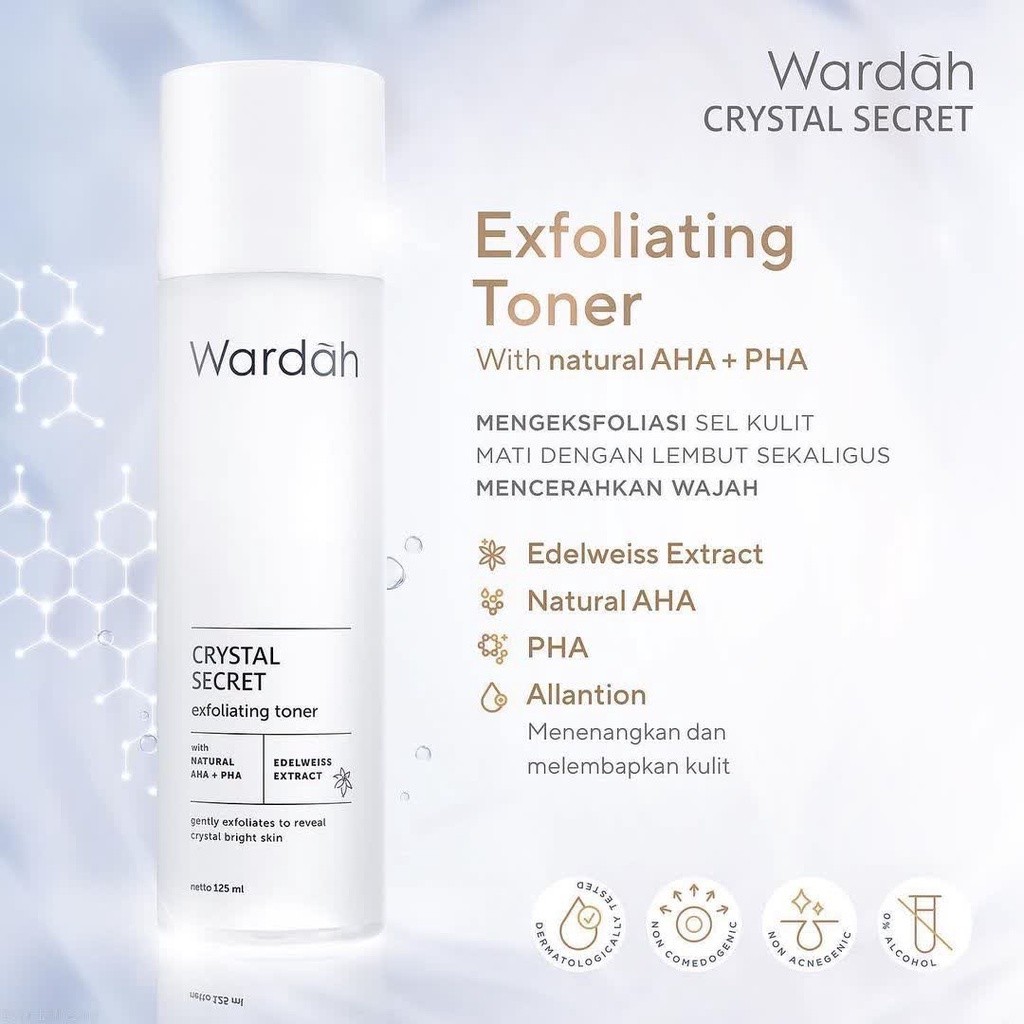 Wardah Crystal Secret/White Secret Exfoliating Toner 125ml l |EkfoliasiWajah