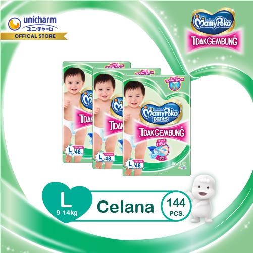 MamyPoko X-tra Kering Slim L 48 - Popok Bayi Celana - 3 Packs