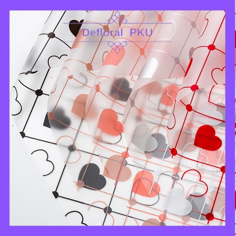 Kertas Buket Bunga Love / Kertas Cellophane / Kertas Bunga Buket Motif Love Garis Ecer KB6104