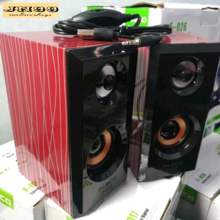 PILIHAN SHOPE STREO  SPEAKER BLUETOOTH FLECO SOUND AKTIF F-017 FULL BASS Led - Merah