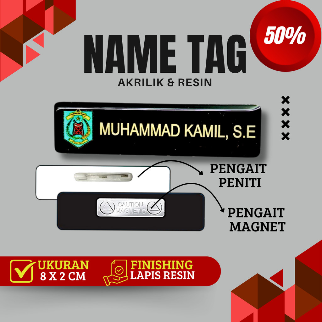 Nama Dada Plus Pin Korpri Nama Dada Kuningan Pin Korpri